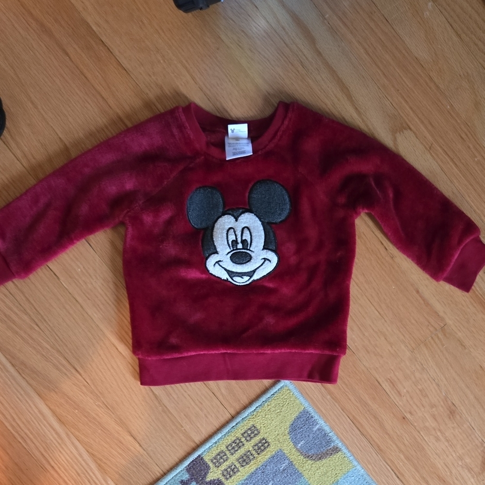 Disney Kids Burgundy Mickey Mouse Fleece Sweatshirt